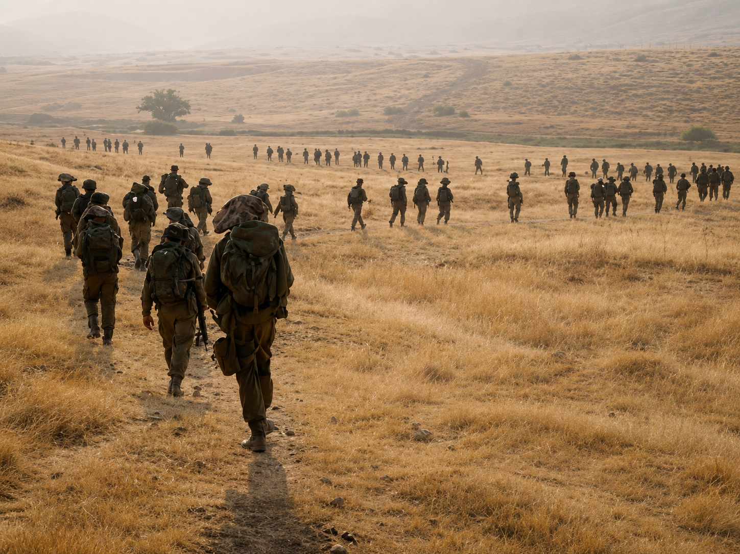 Formation marching in training terrain